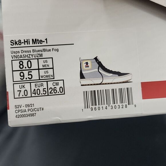 Vans USPS Sk8-Hi Mte-1 Shoes M8 W9.5 VN0A5HZYUZM New NIB main image 5